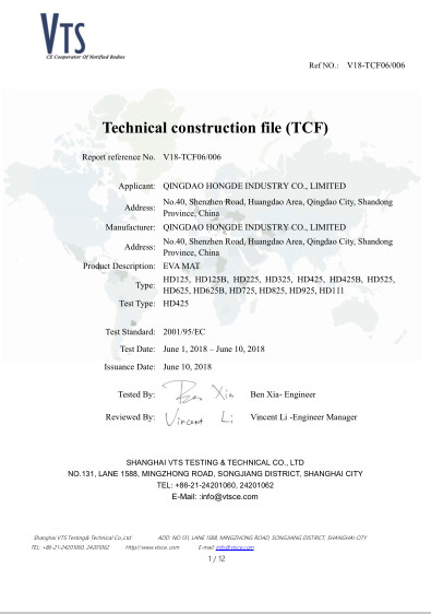 China Qingdao Hongde New Material Co., Ltd Certificações